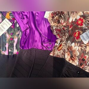 bebe NWT Tops Blouses Corset Silk Lot, XS, S